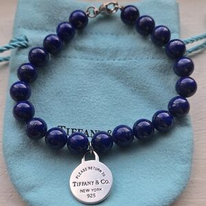 Tiffany & Co. Lapis Lazuli 8mm Bead Return To Tiffany Tag Bracelet
